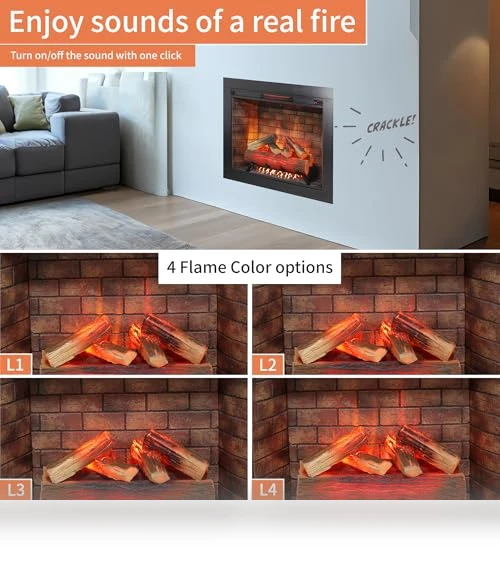 Electric Fireplace Insert with Real Fire Crackling Sound — Tabletop Fireplaces, Innoflame
