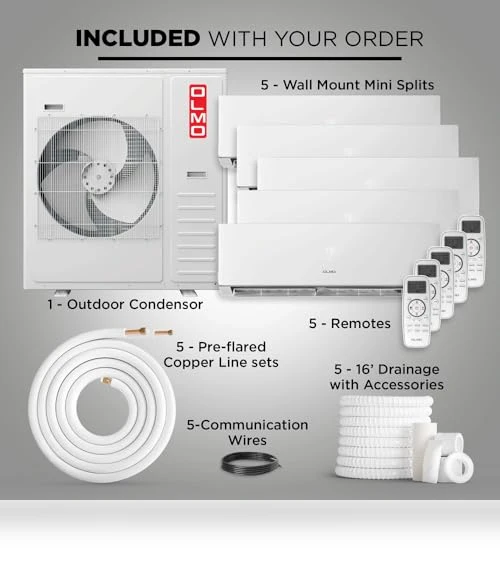 Five Zone Wall Mount Ductless Mini Split A/C and Heater — Cooling Solutions, OLMO