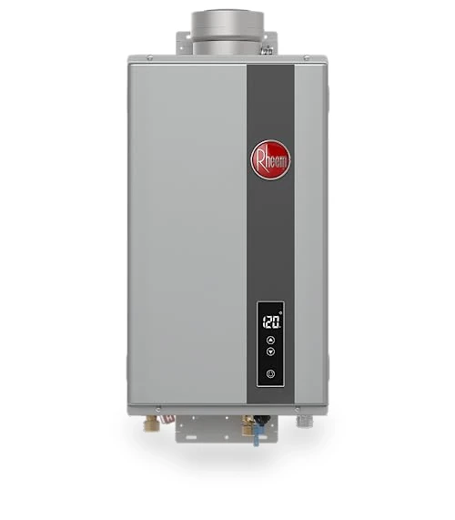 High Efficiency Non-Condensing Indoor Tankless Natural Gas Water Heater — Gas-Powered Room Warmers, Rheem