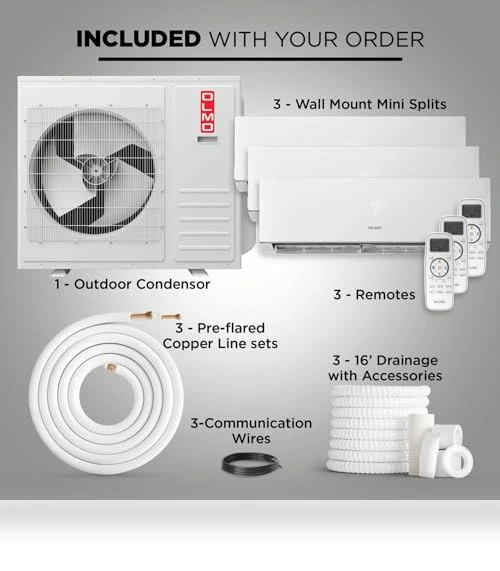 Tri Zone Wall Mount Ductless Mini Split A/C and Heater — Split-System, OLMO