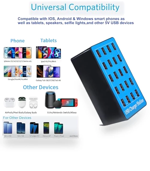 20-Port 100W/20A Multi-USB Charger Station — Chargers & Adapters, MaxLax