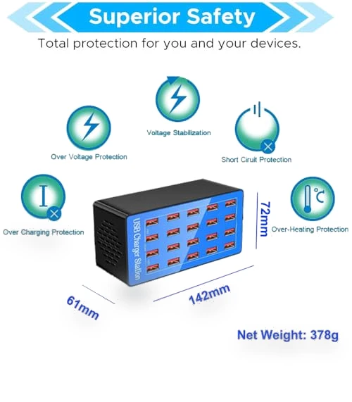 20-Port 100W/20A Multi-USB Charger Station — Chargers & Adapters, MaxLax