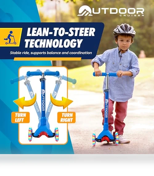 3-Wheel Kids Scooter with Lean-to-Steer Technology — Balance Bikes, OutdoorCruiser