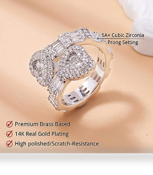 Adjustable Heart Ring with Baguette CZ — Girls' Rings, LuluMel