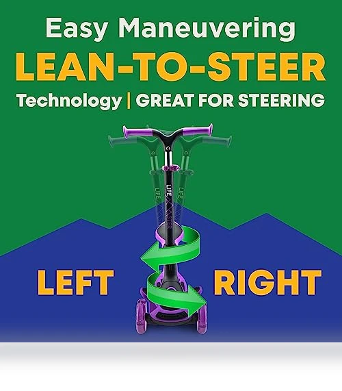 Foldable Seat Kids Scooter with LED Wheel Lights — Push Scooters, Lifemaster