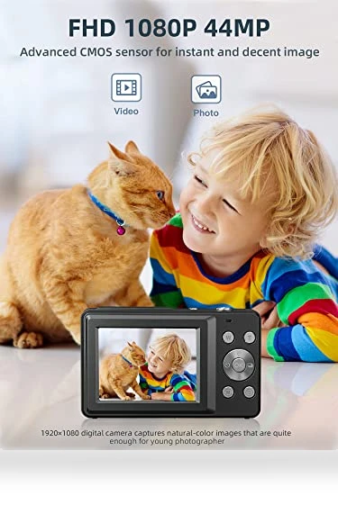 Kids Camera FHD 1080P 44MP — Compact Digital Cameras, CAMKORY