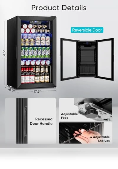Mini Fridge with Glass Door — Mini Fridges, Feelfunn