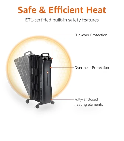 Portable Radiator Heater with 7 Oil-Filled Fins — Heater Spare Components, Amazon Basics
