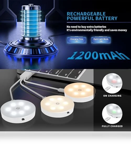 Rechargeable Puck Lights with Remote Control — Overhead Lighting, MICLIONLED