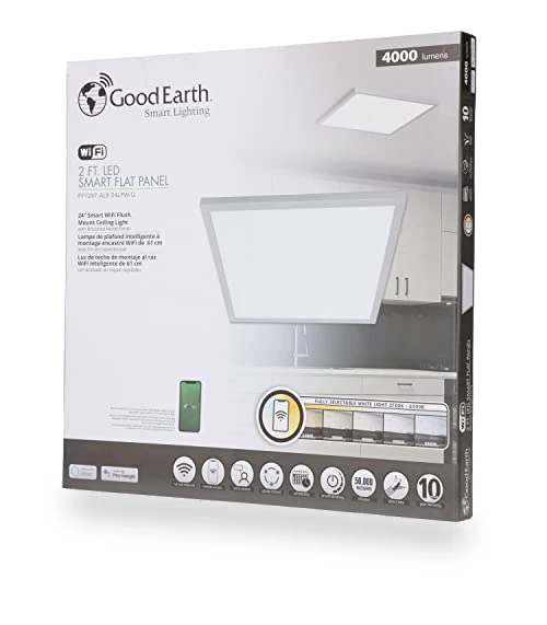 Smart Direct Wire LED Flat Panel Ceiling Light Fixture — Overhead Lighting, Good Earth Lighting