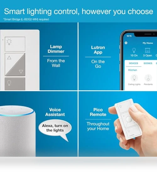 Smart Lamp Dimmer 3-Way Kit with Pico Remote — LED, Lutron