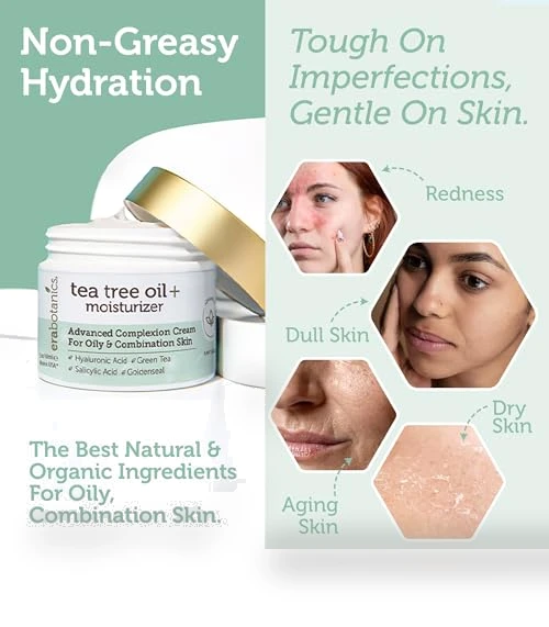 Tea Tree Cream Face Moisturizer for Oily Skin — Beauty & Personal Care, Era Organics