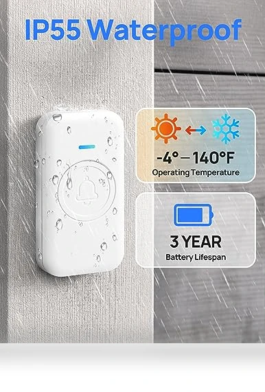 Waterproof Wireless Doorbell with 60 Chimes — Kits, FOVKSUC