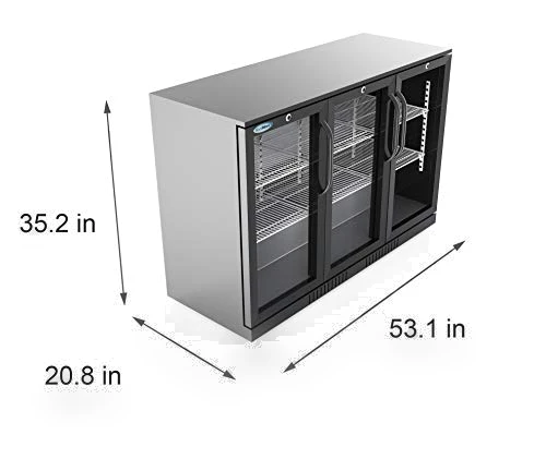 3 Door Back Bar Cooler Counter Height Glass Door Refrigerator — Drink Coolers, KoolMore