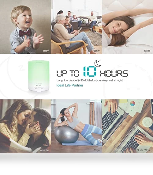 Essential Oil Diffuser with Humidifier and LED Light — Diffusers, ASAKUKI