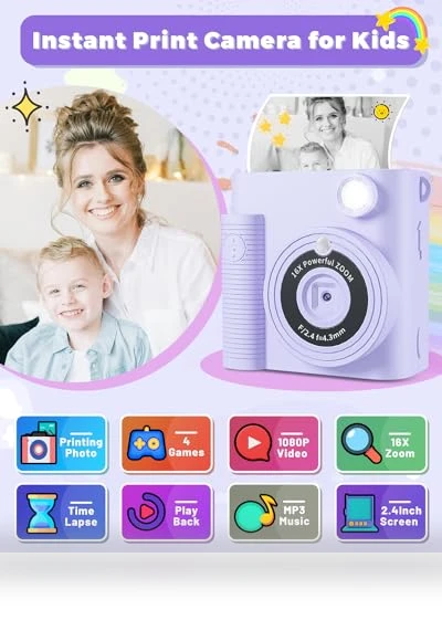 Instant Print Digital Camera for Kids — Instant, FKATEEN