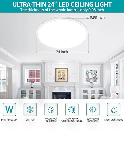 Round LED Ceiling Light Fixture — Overhead Lighting, Glowall