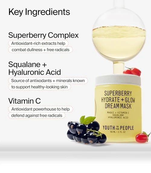 Superberry Hydrate + Glow Dream Mask — Nighttime Moisturizers, Youth To The People