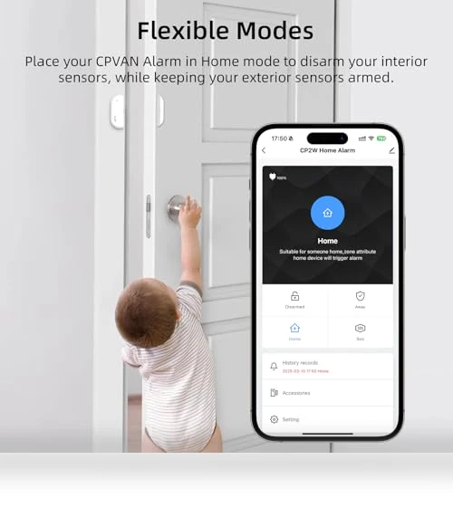 WiFi Home Alarm System with PIR Motion Sensor — Smart Home Security, CPVAN
