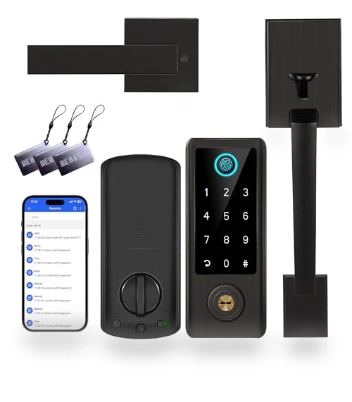 Fingerprint Door Lock with Handle Sets — Keyless Entry, BEBASIA