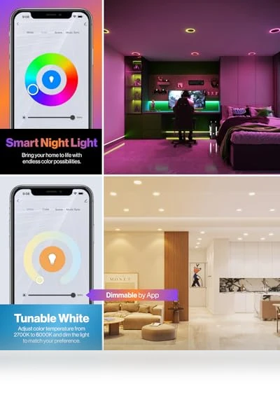 Ultra Thin LED Recessed Ceiling Lights with Night Light — Overhead Lighting, Sunco Lighting