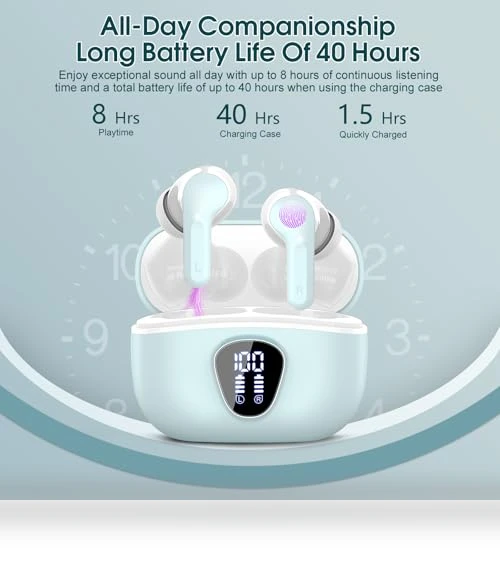 Wireless Earbuds with ENC Noise Cancelling Mic — Bluetooth Headsets, BESNOOW