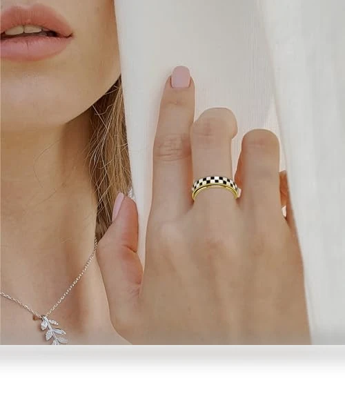 Checkered Fidget Ring — Stress Relievers, AmorArtSky