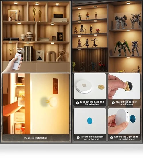 Rechargeable Puck Lights with Remote Control — Under-Cabinet Lights, MICLIONLED