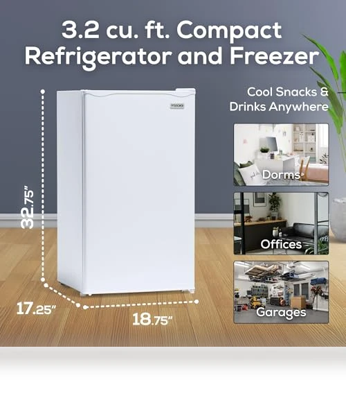 Single Door Compact Refrigerator with Freezer — Mini Fridges, Igloo