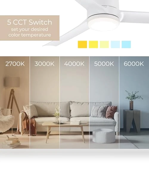 Smart Indoor and Outdoor Ceiling Fan with LED Light Kit — Ceiling Fan Wall Controls, East Grove Home