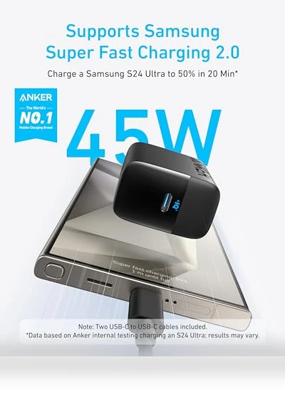 45W USB C Charger Block with PPS Fast Charger — Cables, Anker