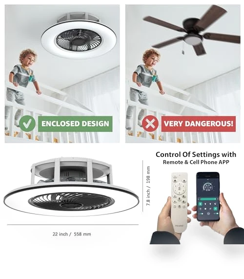 Bladeless Ceiling Fan with Light and Remote Control — Ceiling Fan Wall Controls, PrimeMall