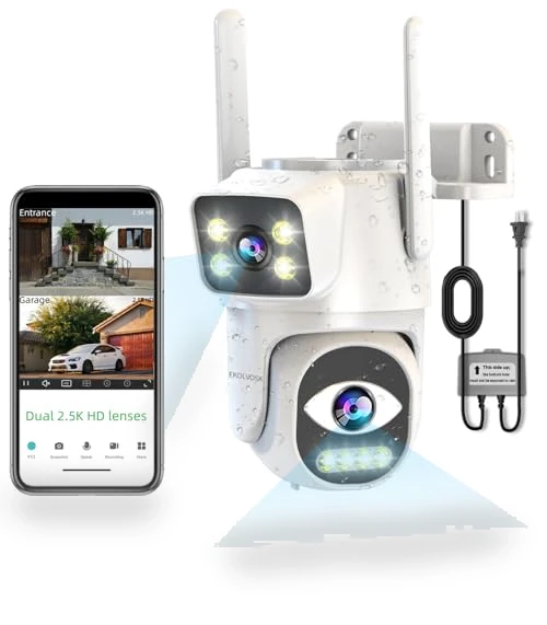 Dual-Lens WiFi Security Camera — Outdoor Security Cameras, EKOLVOSK