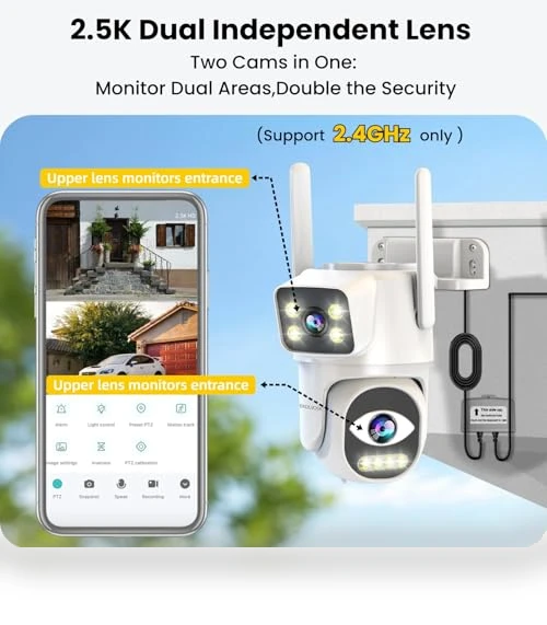 Dual-Lens WiFi Security Camera — Outdoor Security Cameras, EKOLVOSK