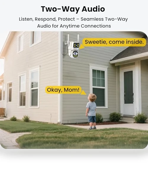Dual-Lens WiFi Security Camera — Outdoor Security Cameras, EKOLVOSK
