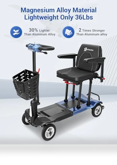 Ultra Lightweight Folding Electric Mobility Scooter — Push Scooters, Aotedor