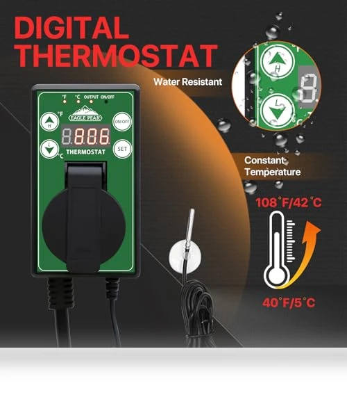 1500W Electrical Outdoor Heater with Thermostat — Heater Covers, EAGLE PEAK