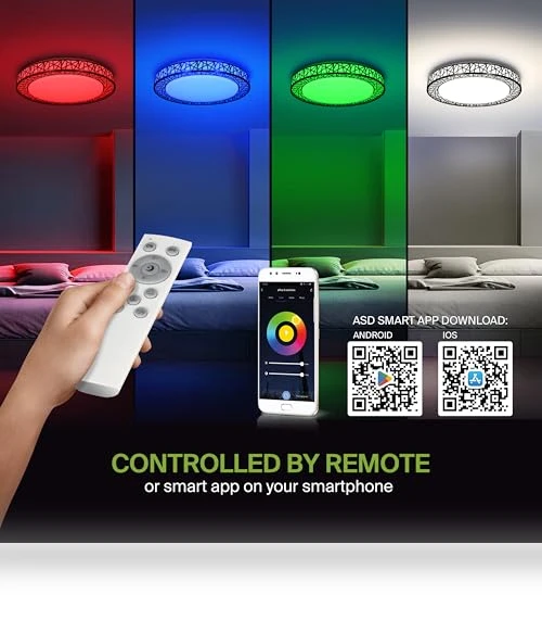 20 Inch Smart RGBW Flush Mount Ceiling Light — Overhead Lighting, ASD