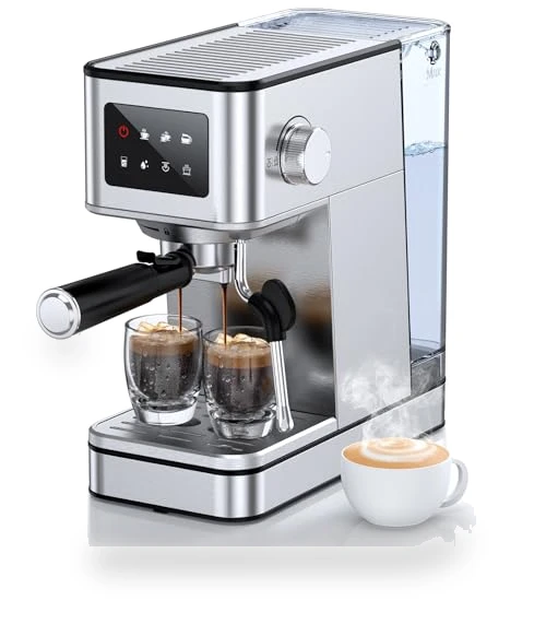 Compact Espresso Maker with Steam Milk Frother — Espresso Machines, QJA