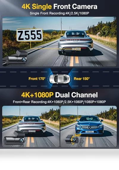 Dash Cam Front and Rear Camera — Rearview Cameras for Cars, GKU