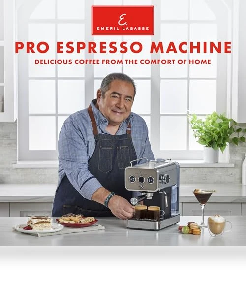 Semi-Automatic 15-Bar Pro Espresso Machine with Milk Frother Steam Wand — Espresso Machines, Emeril Lagasse