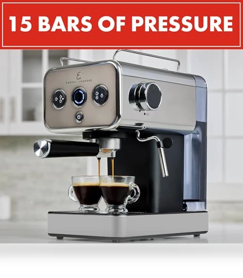 Semi-Automatic 15-Bar Pro Espresso Machine with Milk Frother Steam Wand — Espresso Machines, Emeril Lagasse