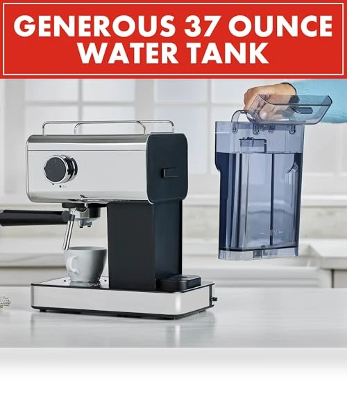 Semi-Automatic 15-Bar Pro Espresso Machine with Milk Frother Steam Wand — Espresso Machines, Emeril Lagasse