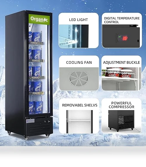 Slim Single Glass Door Beverage Refrigerator — Showcase Coolers, NAFCOOL
