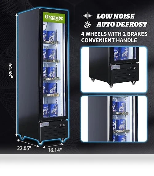 Slim Single Glass Door Beverage Refrigerator — Showcase Coolers, NAFCOOL
