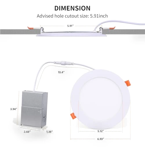 Smart LED Recessed Lighting 6 Inch Ultra-Thin WiFi Downlight — LED, FORT