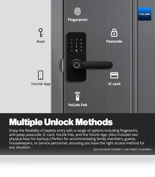 Smart Lever Lock with Fingerprint, Keypad, IC Card and App Control — Smart Home Security, YoLink