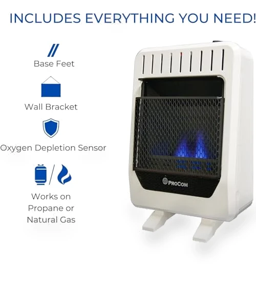 Ventless Dual Fuel Blue Flame Space Heater — Portable Propane Heaters, ProCom