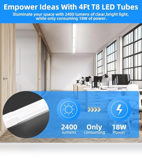 20 Pack 4FT LED T8 Hybrid Light Tube — Ballasts, Hykolity