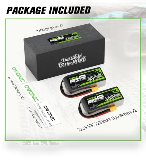 6S Lipo Battery 22.2V 2200mAh 50C with XT60 Connector — Power Solutions, OVONIC